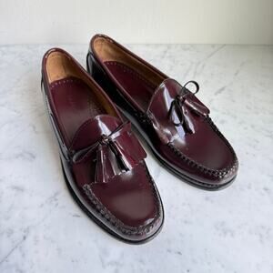 L.L. Bean Burgundy Leather Tassel Loafers Men’s Size 7.5 Women's 8.5